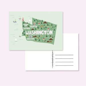 POSTCARD USA WASHINGTON / united states america map illustrated cute snailmail card postcrossing / onlyhappythings