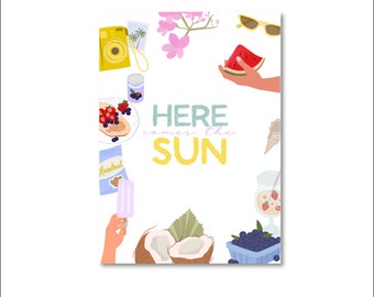 CARTE POSTALE SOLEIL / voici le soleil carte de vacances d'été noix de coco postcrossing / onlyhappythings