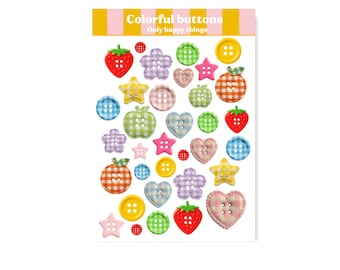 STICKERSHEET BUTTONS A6 / stickers girly snailmail planner bullet journal / onlyhappythings