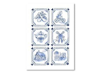 POSTCARD HOLLAND / netherlands dutch hugs from holland delftsblauw cute snailmail card postcrossing / onlyhappythings