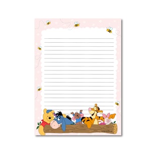 BLOCCO NOTE POOH / Winnie the Pooh maialino primavera Disney ispirato carta da lettere lumaca / onlyhappythings
