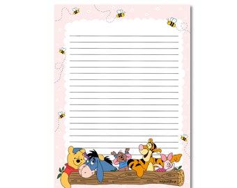 NOTEPAD POOH / winnie the pooh piglet spring disney inspired writingpaper snailmail / onlyhappythings