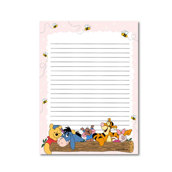 NOTEPAD POOH / winnie the pooh piglet spring disney inspired writingpaper snailmail / onlyhappythings