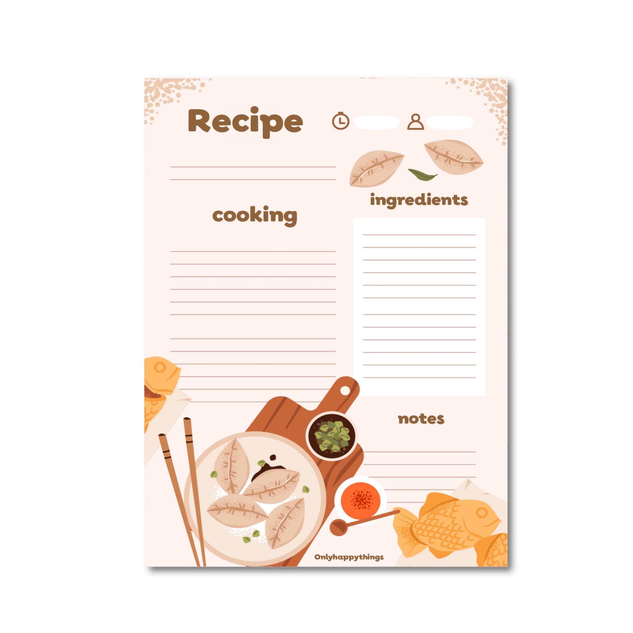 NOTEPAD RECIPE COOKING / Dumplings Asian Food Gyoza Snailmail ...