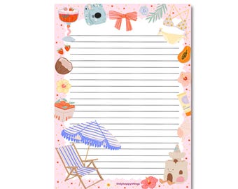 NOTEPAD SUMMER / holiday pink beach crafting writingpaper snailmail / onlyhappythings