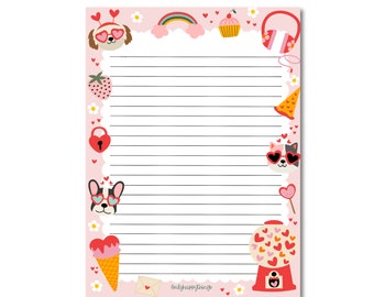 NOTEPAD LOVE / valentine pink cute writingpaper snailmail / onlyhappythings