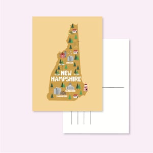 POSTCARD NEW HAMPSHIRE / usa united states america map illustrated cute snailmail card postcrossing / onlyhappythings
