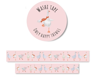 WASHI TAPE GOOSE / spring geese watercolor cute animals snailmail post stationery / onlyhappythings
