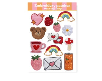 STICKERSHEET EMBROIDERY PATCHES / stickers cute pink snailmail planner bullet journal / onlyhappythings