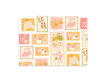 POSTCARD FALL STAMPS / happy halloween pumpkin cute snailmail card postcrossing / onlyhappythings
