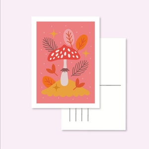 CARTOLINA FUNGO MAGICO / autunno foglia autunno carino biglietto di posta lumaca postcrossing / onlyhappythings