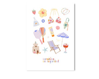 POSTCARD SUNSHINE / sea sand and sun beach summer holiday card coconut postcrossing / onlyhappythings
