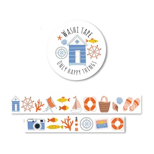SUMMER WASHI / oceano spiaggia estate vacanza scrapbooking bullet journal posta ordinaria cancelleria / onlyhappythings