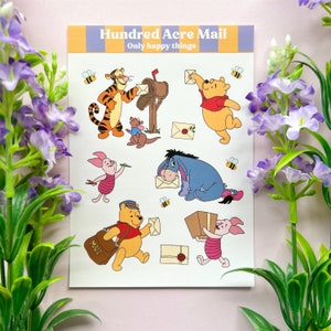 FOGLIO ADESIVI POOH A6 /legno di cento acri eeyore maialino bitorzoluto tigro posta primavera lumaca pianificatore bullet journal / onlyhappythings