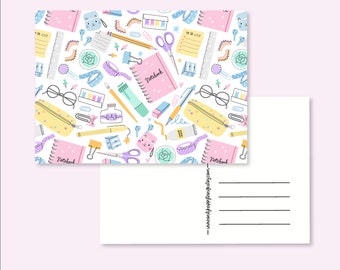 POSTCARD STATIONERY / mail craft supplies pink pastel snailmail card postcrossing / onlyhappythings