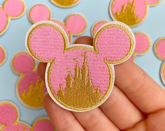 PATCH DISNEY INSPIRED iron on / Pink Disney castle Mickey Mouse disneyland / Onlyhappythings