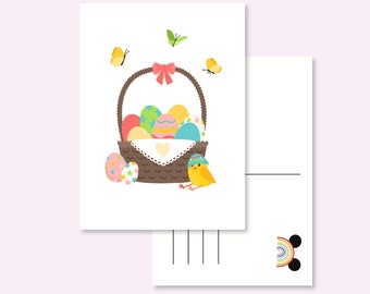 EASTER POSTCARD /spring eggs basket chicken postcrossing / onlyhappythings