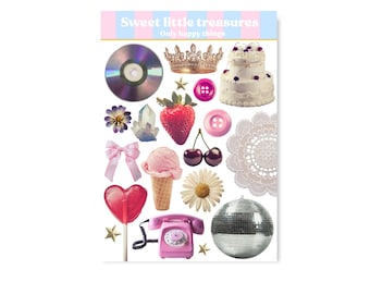 STICKERSHEET SWEET TREASURES A5 / vintage stickers girly snailmail planner bullet journal / onlyhappythings