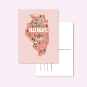 POSTCARD USA ILLINOIS / united states america map illustrated cute snailmail card postcrossing / onlyhappythings