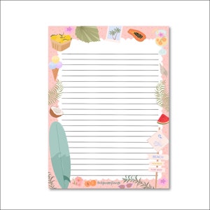 BLOCCO NOTE ESTATE / lavorazione della frutta rosa per le vacanze, carta da lettere, posta lumaca / solocosefelici