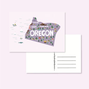CARTOLINA USA OREGON / mappa degli stati uniti america illustrata simpatica cartolina posta ordinaria postcrossing / onlyhappythings