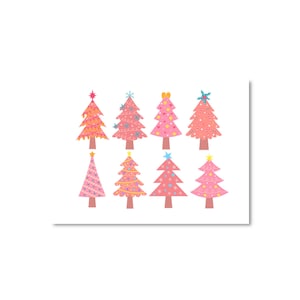 CARTOLINA DI NATALE / cartolina natalizia con albero di neve rosa, natale festivo / onlyhappythings