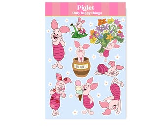 STICKERSHEET PIGLET A6 / hundred acre wood winnie the pooh snailmail planner bullet journal / onlyhappythings