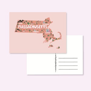 POSTCARD USA MASSACHUSETTS / united states america map illustrated cute snailmail card postcrossing / onlyhappythings