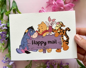 POSTCARD HAPPY MAIL / eeyore tigger piglet winnie the pooh postcrossing / onlyhappythings