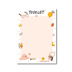 BLOCCO NOTE ESTATE / lista delle cose da fare per le vacanze bianco bigliettino per la lavorazione tramite posta ordinaria / solocosefelici