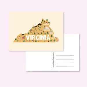 CARTOLINA USA VIRGINIA / mappa degli stati uniti america illustrata carina cartolina postale postcrossing / onlyhappythings