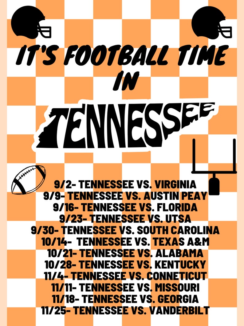 Tennessee Vols Schedule 2023 PDF SVG PNG Etsy