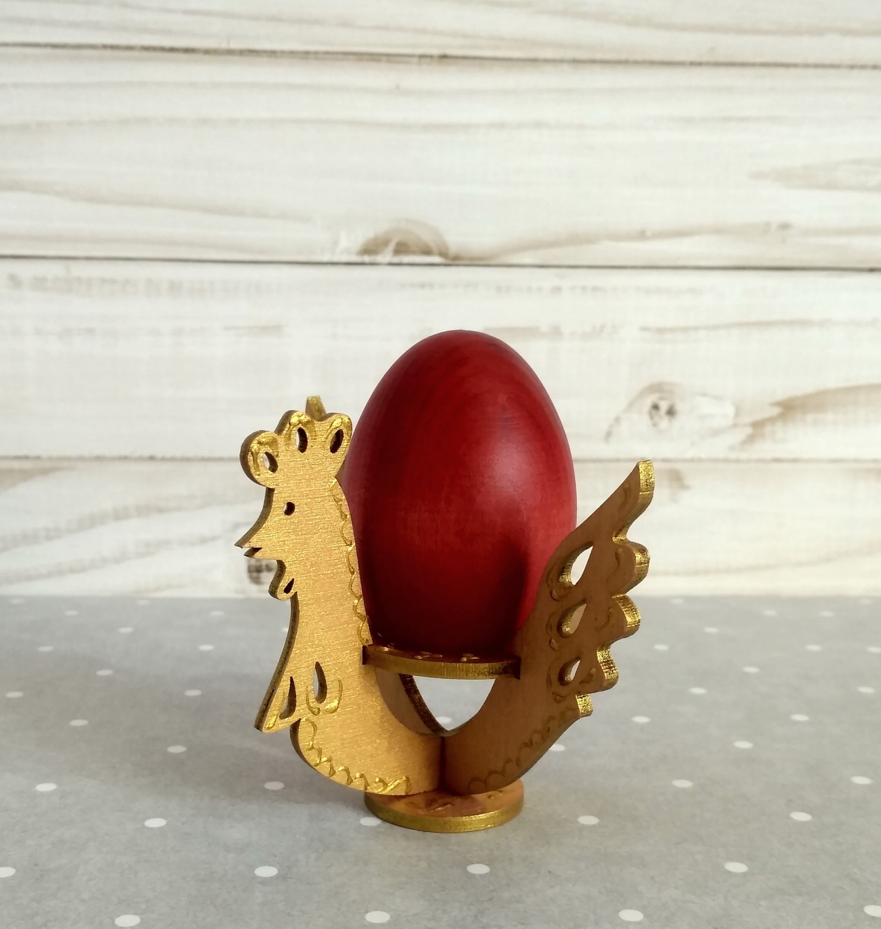 Wood chicken egg holder Rooster cockerel gold egg stand Hen Etsy
