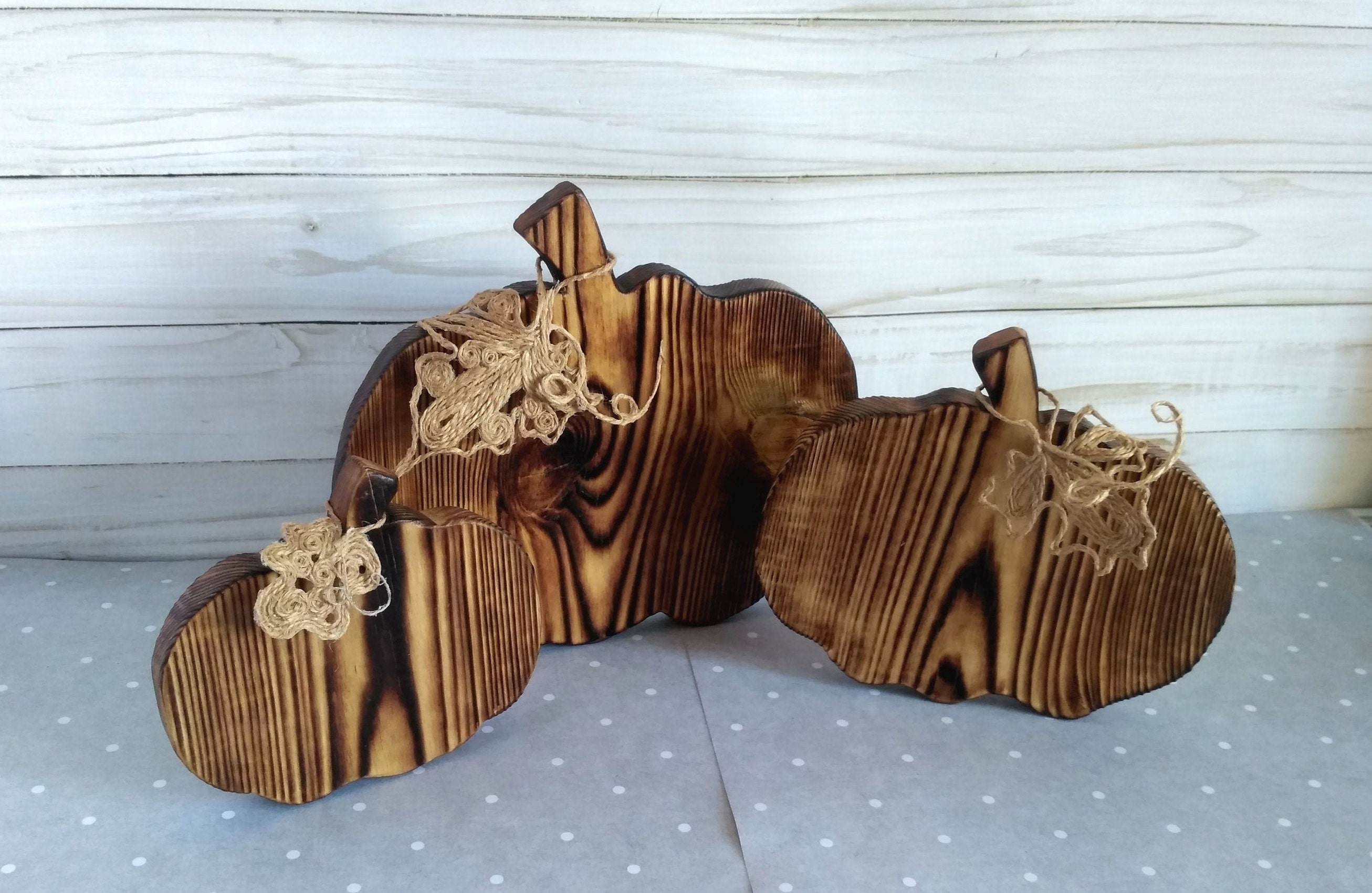 Fall Mantel Decor Wooden Pumpkins Burnt Wood Primitive Fall Etsy