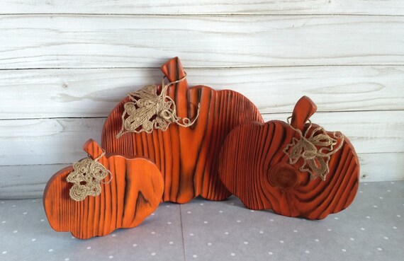 Painted Wooden Pumpkins Farmhouse Halloween Mantel Decor Etsy