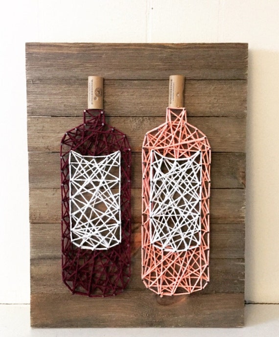 Wine Bottles With Corks String Art Wine Decor Wall Art Etsy