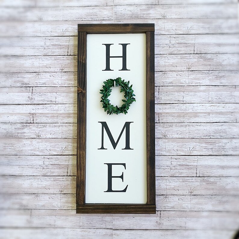 Vertical Home Sign with Wreath Living Room Wall Decor Etsy