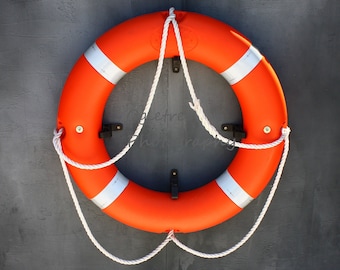 Life preserver ring on a boat.