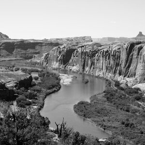 Black and white of the Colorado River in Moab Utah. Instant download.