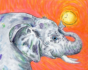 Elefant Druck | Safari Gemälde | Baby Elefant | Kinderzimmer | Geschenk für sie |