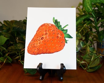 Erdbeer Druck | Obst Kunst & Zeichnung | Küchen Kunst | Niedliche Illustration |