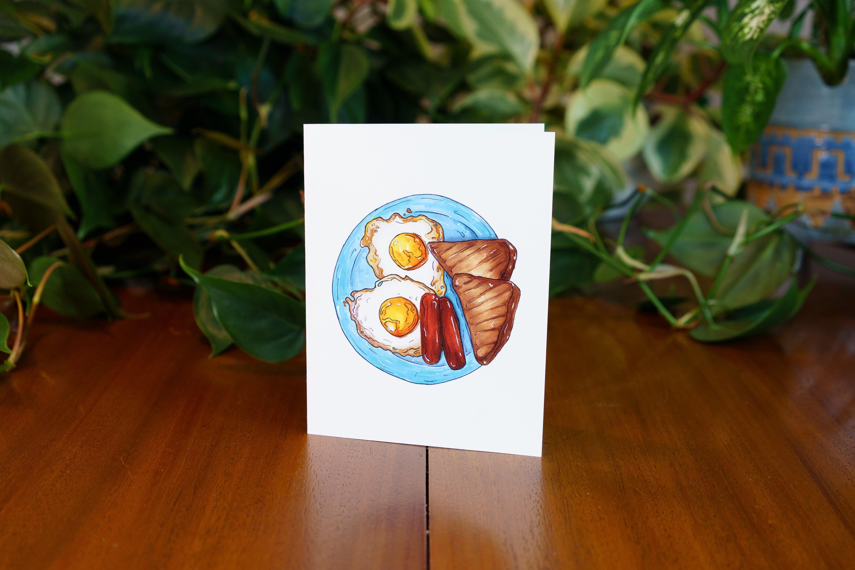 Breakfast Greeting Card | Kitchen Art | Gift for Her | Stationery | - Etsy