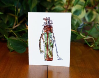 Golf Bag Print | Sporty Illustration | Gift for Dad | Gift for him |