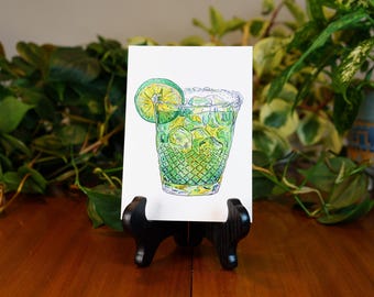 Lime Margarita Druck | Gemälde | Strand Drink Zeichnung | Küche Bar Kunst | Alkohol Geschenk |