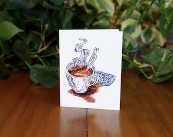 Coffee Cup Print 5x7 Illustration | Morning Coffee | Gift For Him | Coffee Bar |