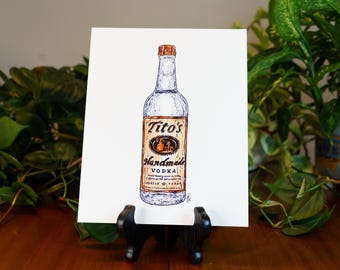 Titos Wodka Druck | Getränke Illustration | Küche Bar Kunst | Alkohol Geschenk |
