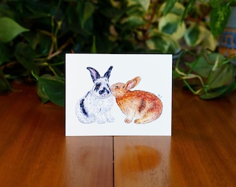 Bunny Kiss Greeting Card | Valentine's Day | Bunny | Rabbit Illustration |