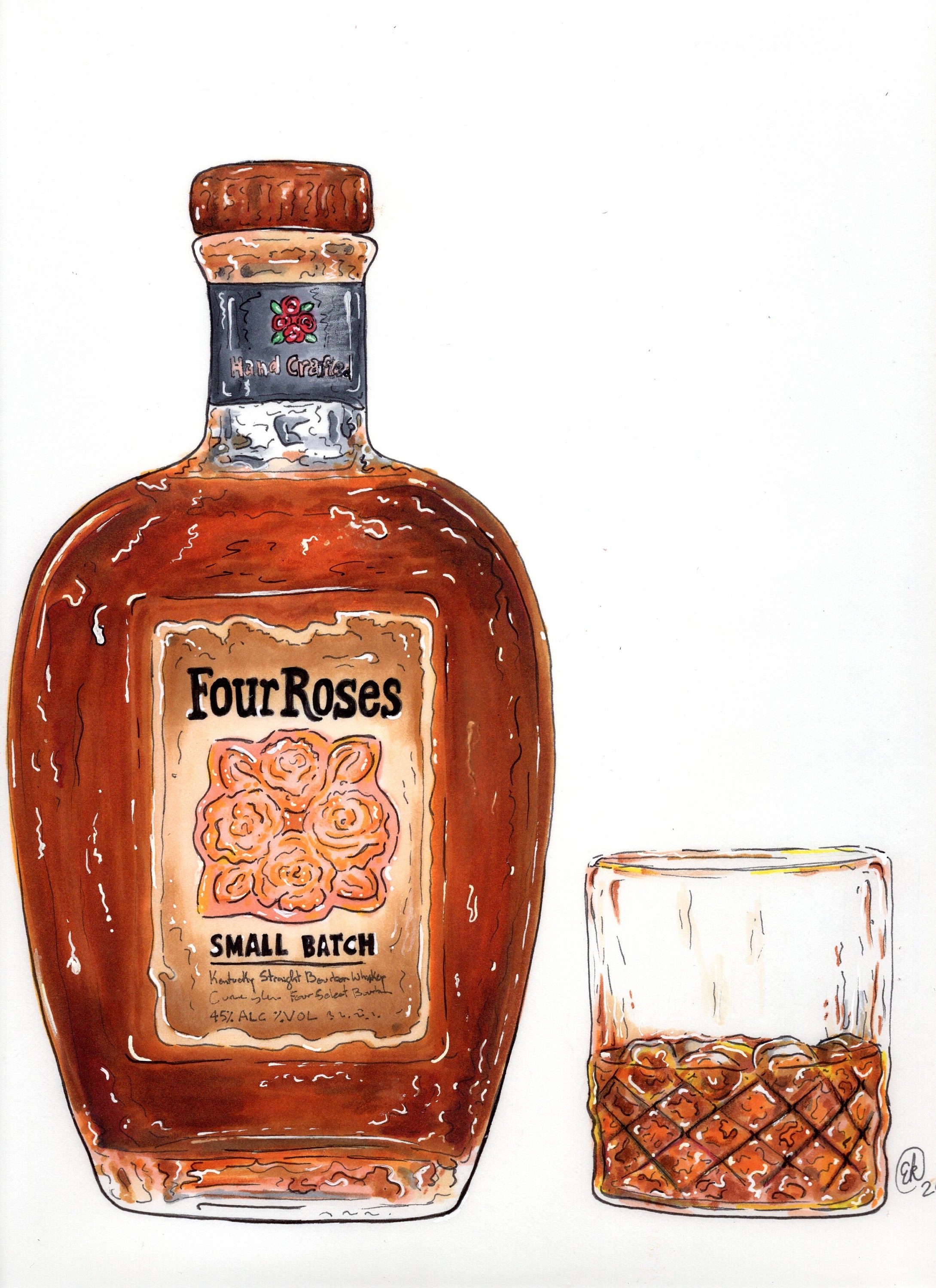 Four Roses Small Batch Kentucky Bourbon with Rose Ice Molds