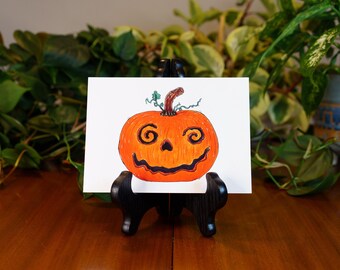 Kürbis 5 x 7 Druck | Herbst Saison | Halloween | Geschnitzter Kürbis | Niedliche Illustration