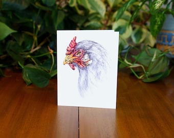 Grußkarte Huhn | Hahn Illustration | Küchen Kunst | Land Bauernhof | Der Look |